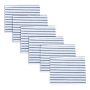 Set of 6- C&F Home Ticking Stripe Cornflower Cotton Reversible Placemat
